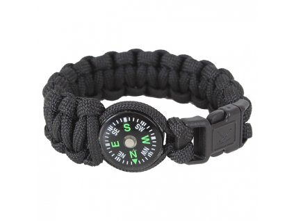 Náramek SURVIVAL PARACORD s kompasem ČERNÝ