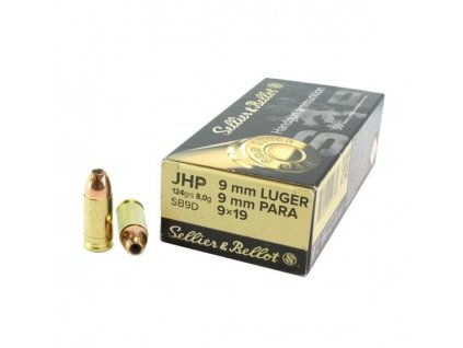 náboj pistolový S&B 9mmL, JHP 124grs/8g