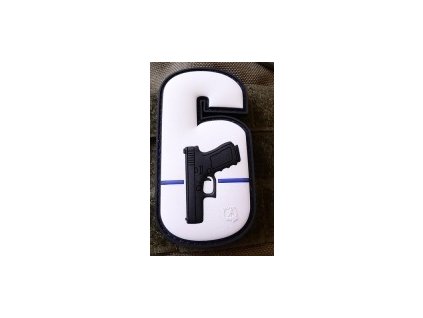 nášivka 3D JTG "6 - Watch your six" Glock, bílá