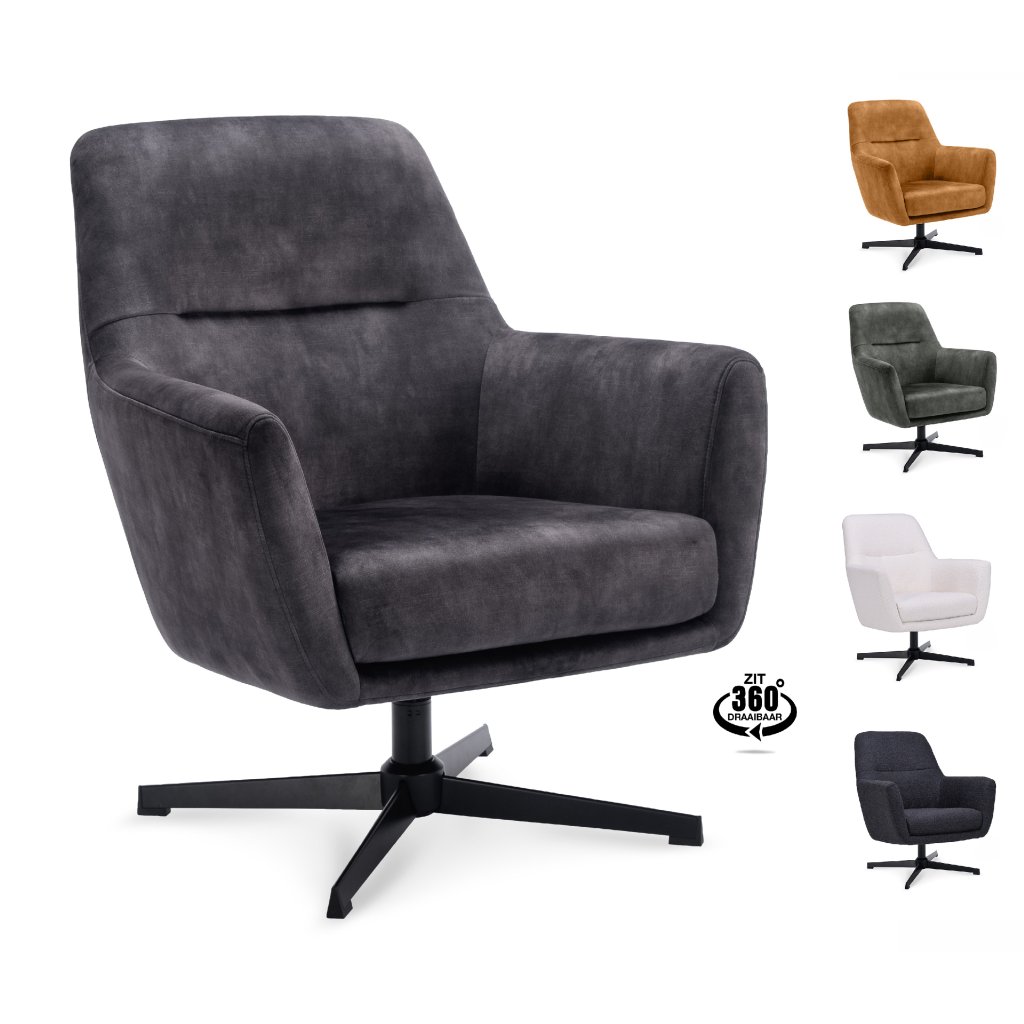 Křeslo Edge Stof Adore  Cognac 28 otočné Zwart (Color Cognac 28)