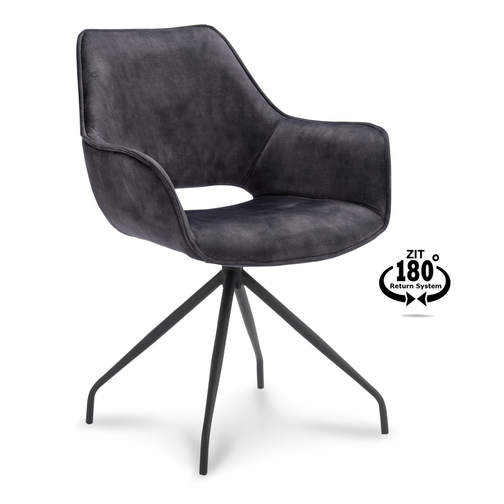 Židle s područkami Nova (Return-System) Stof Adore  Anthracite 67 Leg Black (Color Anthracite 67)