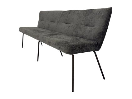 Čalouněná lavice s kovovými nohami v tmavém odstínu, která přináší do vašeho interiéru moderní a elegantní vzhled.