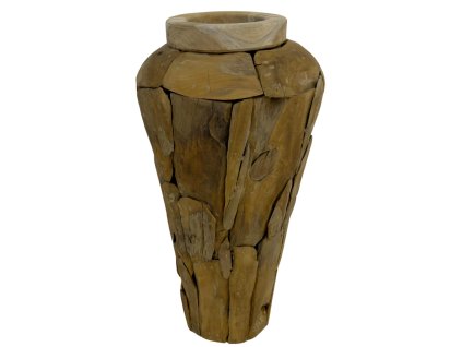 Váza Teak 40x80 – Originální dřevěná váza z pečlivě poskládaných odřezků teaku, odolná vůči povětrnostním podmínkám. | GS Furniture