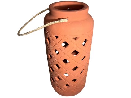 Lucerna terracotta – Terakotová lucerna v přírodní barvě s provázkem sloužícím jako úchyt. | GS Furniture