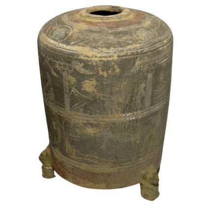 Čínská urna ve stylu dynastie Han s charakteristickým otvorem na vrchu.