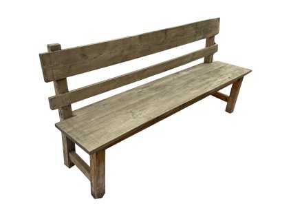 Lavice Meander 200x50x96 – Dřevěná lavice z recyklovaného teaku s opěrkou, která spojuje ekologický přístup s robustním designem a přírodní krásou dřeva. | GS Furniture