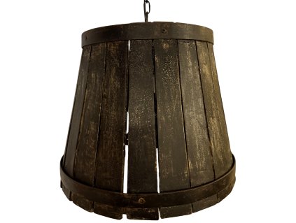 Lustr stropní – <p>Stropní závěsná lampa vyrobená z rekonstruovaného pokovaného dřevěného kbelíku, která přináší rustikální a vintage atmosféru.</p> | GS Furniture
