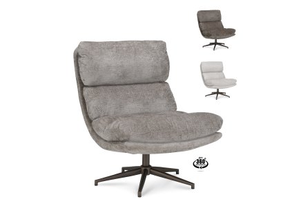 Elegantní loungové otáčecí křeslo holandské výroby s kovovou podnoží.