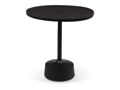 Kovový odkládací stolek s vyvýšenou hranou a stabilní základnou. Elegantní a praktický doplněk pro moderní interiér.