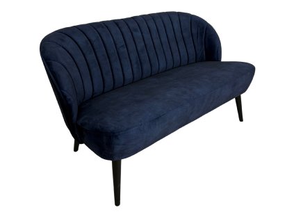 Designová lavice Bardot v sametové látce Adore Indigo. Tmavě modrý odstín dodá interiéru sofistikovanost a klidnou eleganci.