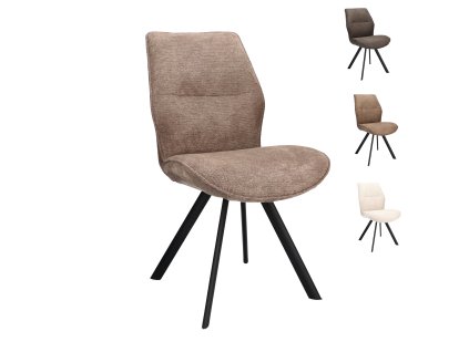 Moderní jídelní židle Jade s čalouněním v elegantních zemitých tónech a černými kovovými nohami. Skvěle padne do každého interiéru.