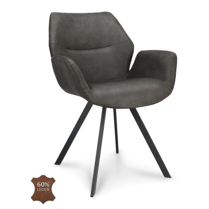 Židle s područkami Pine Microleder Bull Anthracite 67 Leg Black (Color Anthracite 67)