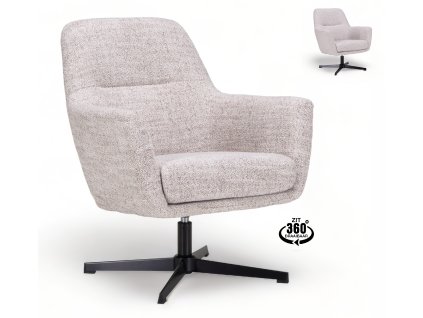 Fauteuil Skye Stof Oasis Bisque 91 Draaivoet Zwart (Barva Bisque 91)