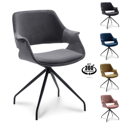 Židle s područkami Kenzo Stof Velvet  34 Old Pink Leg Black (Color 34 Old Pink)