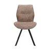 Moderní jídelní židle Jade s čalouněním v elegantních zemitých tónech a černými kovovými nohami. Skvěle padne do každého interiéru.