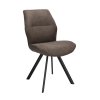 Moderní jídelní židle Jade s čalouněním v elegantních zemitých tónech a černými kovovými nohami. Skvěle padne do každého interiéru.