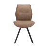 Moderní jídelní židle Jade s čalouněním v elegantních zemitých tónech a černými kovovými nohami. Skvěle padne do každého interiéru.