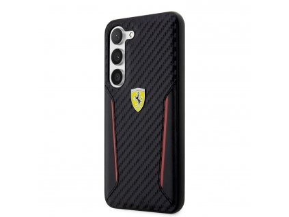 Ferrari PU Carbon Zadný Kryt pre Samsung Galaxy S23+ Black