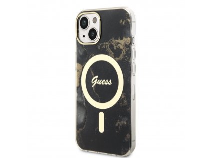 Guess Marble IML MagSafe Kompatibilní Zadný Kryt pre iPhone 13 Black