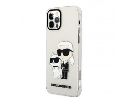 Karl Lagerfeld IML Glitter Karl and Choupette NFT Zadný Kryt pre iPhone 12/12 Pro Transparent