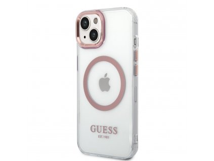 Guess Transparent MagSafe Kompatibilní Zadný Kryt pre iPhone 14 Plus Pink