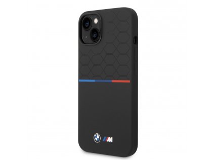 BMW M Liquid Silicone Tricolor Zadný Kryt pre iPhone 14 Plus Black