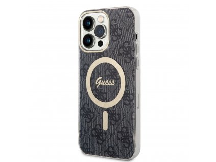 Guess 4G IML MagSafe Zadný Kryt pre iPhone 14 Pro Max Black