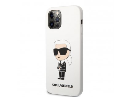 Karl Lagerfeld Liquid Silicone Ikonik NFT Zadný Kryt pre iPhone 12/12 Pro White