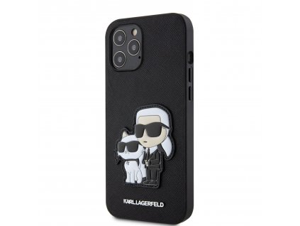 Karl Lagerfeld PU Saffiano Karl and Choupette NFT Zadný Kryt pre iPhone 12 Pro Max Black