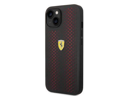 Ferrari PU Leather Perforated Zadný Kryt pre iPhone 14 Plus Red