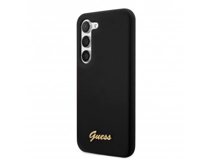 Guess Liquid Silicone Metal Logo Zadný Kryt pre Samsung Galaxy S23+ Black