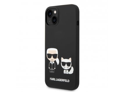 Karl Lagerfeld and Choupette Liquid Silicone Zadný Kryt pre iPhone 14 Plus Black