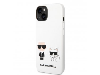 Karl Lagerfeld and Choupette Liquid Silicone Zadný Kryt pre iPhone 14 White