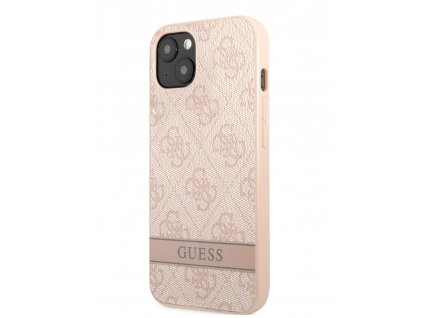 Guess PU 4G Stripe Zadný Kryt pre iPhone 13 Pink