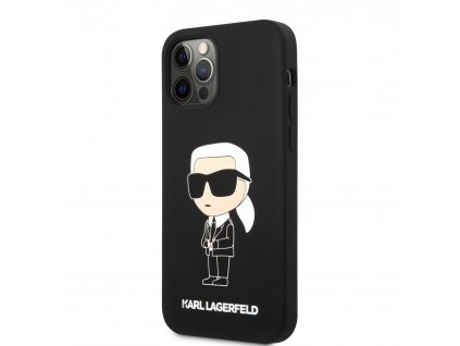 Karl Lagerfeld Liquid Silicone Ikonik NFT Zadný Kryt pre iPhone 12/12 Pro Black