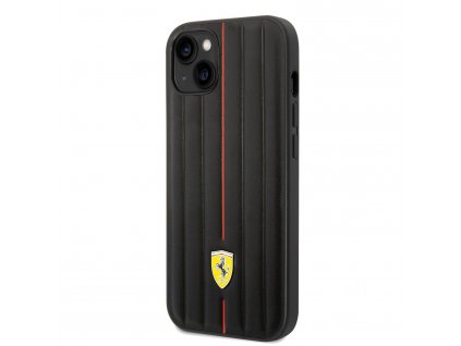 Ferrari Leather Embossed Stripes Zadný Kryt pre iPhone 14 Plus Black