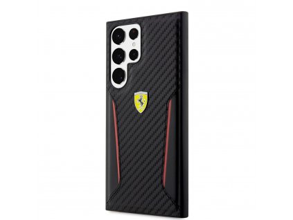 Ferrari PU Carbon Zadní Kryt pre Samsung Galaxy S23 Ultra Black