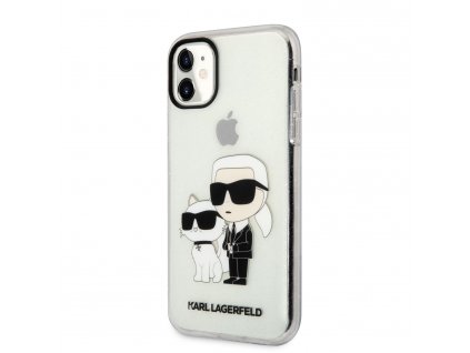 Karl Lagerfeld IML Glitter Karl and Choupette NFT Zadný Kryt pre iPhone 11 Transparent
