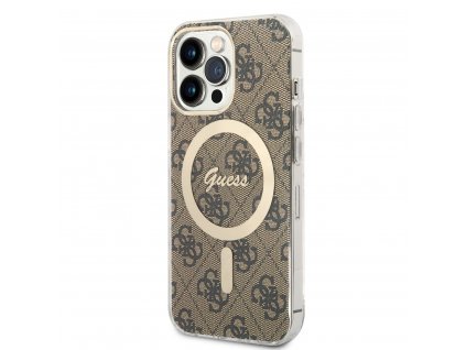 Guess 4G IML MagSafe Zadný Kryt pre iPhone 13 Pro Brown