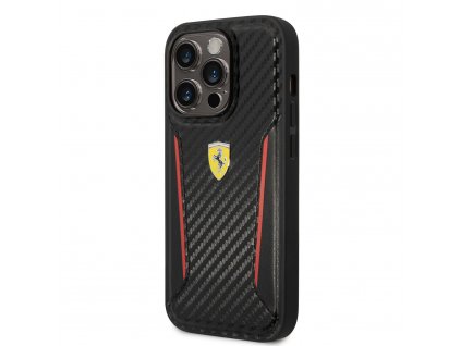 Ferrari PU Carbon Zadný Kryt pre iPhone 14 Pro Black
