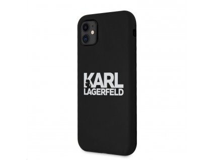 Karl Lagerfeld Stack White Logo Silikonový Kryt pre iPhone 11 Black