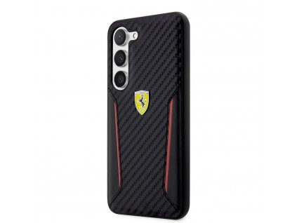 Ferrari PU Carbon Zadný Kryt pre Samsung Galaxy S23 Black
