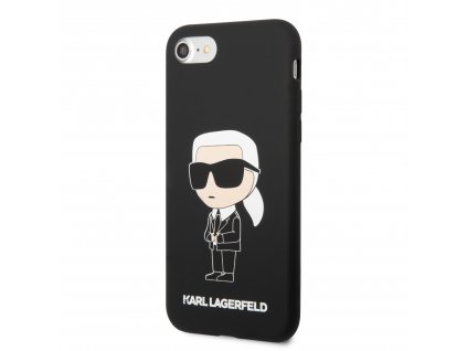 Karl Lagerfeld Liquid Silicone Ikonik NFT Zadní Kryt pre iPhone 7/8/SE2020/SE2022 Black