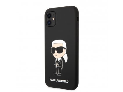 Karl Lagerfeld Liquid Silicone Ikonik NFT Zadný Kryt pre iPhone 11 Black