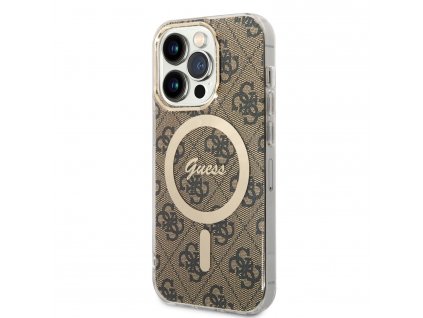 Guess IML 4G MagSafe Zadný Kryt pre iPhone 15 Pro Brown