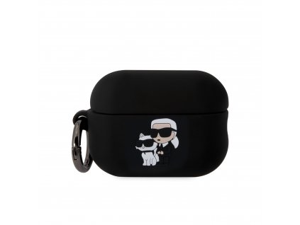 Karl Lagerfeld 3D Logo NFT Karl and Choupette Silikonové Puzdro pre AirPods Pro 2 Black