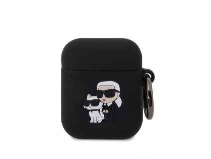 Karl Lagerfeld 3D Logo NFT Karl and Choupette Silikonové Pouzdro pre AirPods 1/2 Black