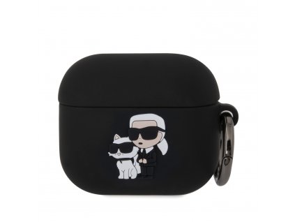Karl Lagerfeld 3D Logo NFT Karl and Choupette Silikonové Puzdro pre AirPods 3 Black