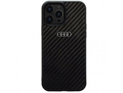 Audi Carbon Fiber Zadný Kryt pre iPhone 13 Pro Max Black