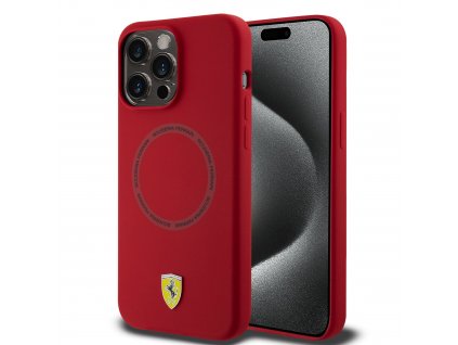 Ferrari Silicone Scuderia MagSafe Zadný Kryt pre iPhone 15 Pro Max Red